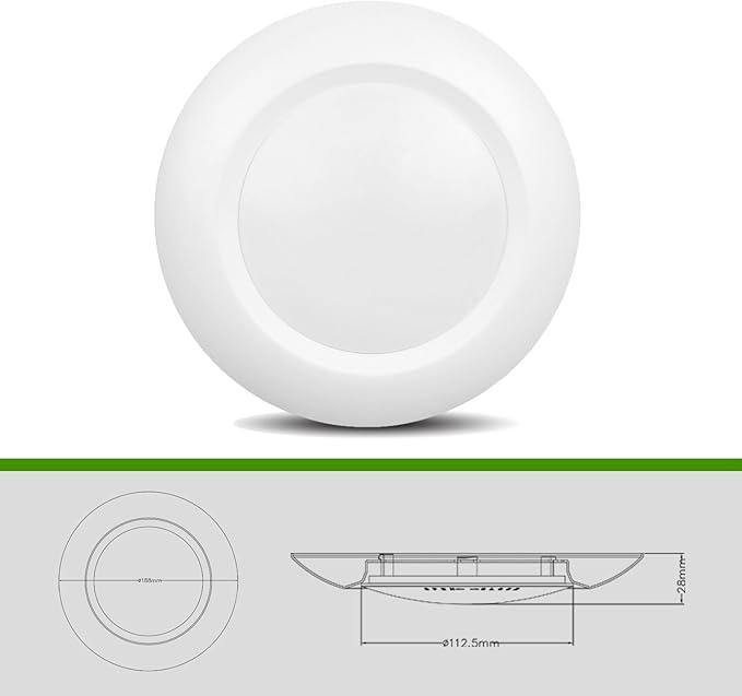 8 Pack 6 Inch LED Low Profile Recessed & Surface Mount Disk Light, Round, 15W, 900 Lumens, 3000K Warm White, CRI80, Driverless Design, Dimmable, ETL Listed, White