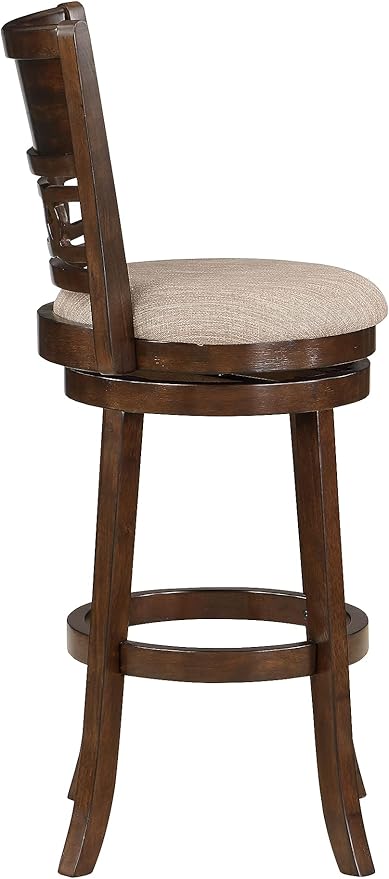 New Classic Home Furnishings Gia 29" Swivel Barstool-Cherry W/Brown Fabric Seat