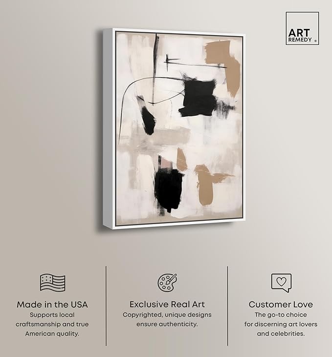 Art Remedy Strings in Abstraction Canvas Muted Abstract Wall Art, White Frame, 20" x 30"