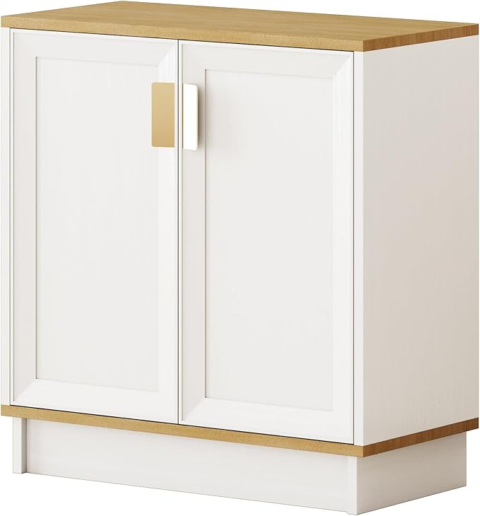 Sideboard Buffets Storage Cabinet, Modern Kitchen Storage Cabinet with Doors, Farmhouse Buffet Table Console Table Coffee Bar for Entryway Kitchen Dining Room, White