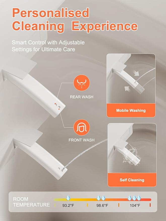 Smart Toilet with Auto Open/Close Lid, ADA Height Heated Seat, Warm Water Bidet, Dryer, Night Light, Dual Auto Flush, Foot Sensor Operation, Modern Elongated One-Piece Toilet for Bathrooms
