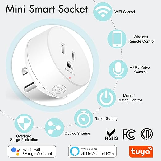Greencycle Wireless Remote Control Outlet Plug with Switch,On Off Outlet Switch for Light,15A,Renmote Control for Indoor Lights,Lamps,Household,300ft Long Range,No Wiring,White,1SW+4Outlets