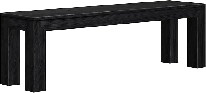 Plank+Beam 60 Inch Dining Bench for Dining Room, Bench for 72 Inch Table Kitchen Dining Seat, Wooden Outdoor Bench, Solid Wood Entryway Bench, Black Wirebrush