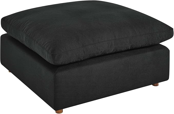 Modway Modular Sofa Commix Down-Filled Overstuffed Upholstered Sectional Sofa Ottoman in Black