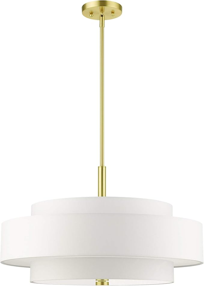 Livex Lighting 50875-12 Meridian 5 Light Chandelier, Satin Brass, 24 x 24 x 53