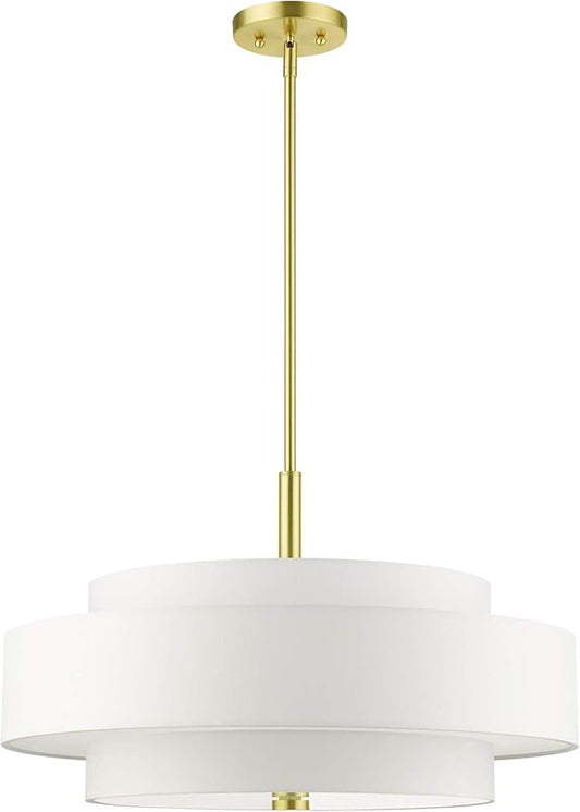 Livex Lighting 50875-12 Meridian 5 Light Chandelier, Satin Brass, 24 x 24 x 53