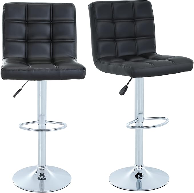 BestOffice Modern Bar Stool Set of 2 Barstools Height Adjustable Counter Height Swivel Bar Stool PU Leather Bar Chairs Hydraulic Dining Room Chairs Home Kitchen Stools