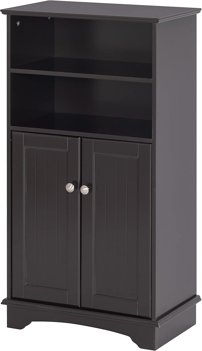 Spirich Modern Espresso Wood Bathroom Storage Cabinet, 23.62" W x 11.81"D x 40.15"H, 2 Doors, 3 Adjustable Shelves, Freestanding, Perfect for Bathroom, Entryway, Living Room & Dining Room