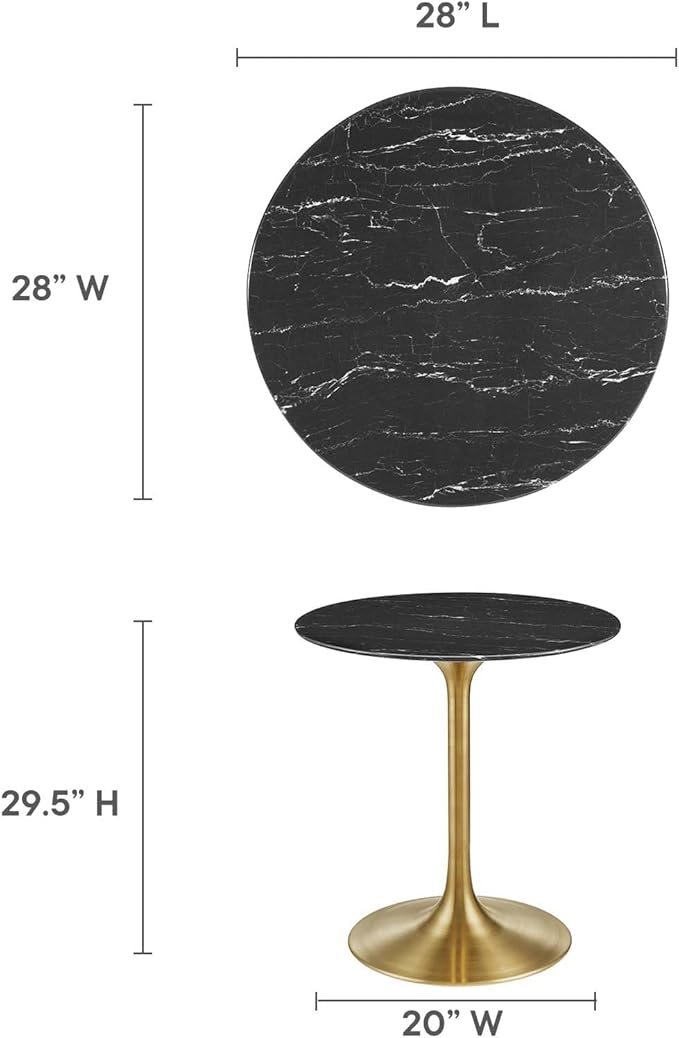 Modway Lippa Dining Table, 28", Gold Black