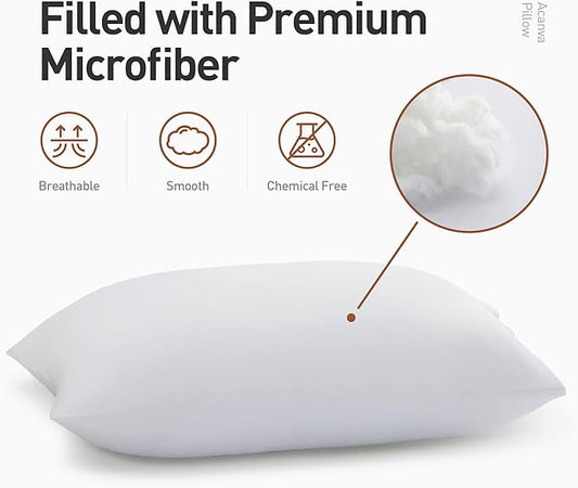 Acanva Bed Pillows for Sleeping, Hotel Collection Soft Inserts for Sleeping- with Super Soft Plush Fiber Fill, Breathable and Comfortable for Stomach Back Sleepers, King (Pack of 4), White