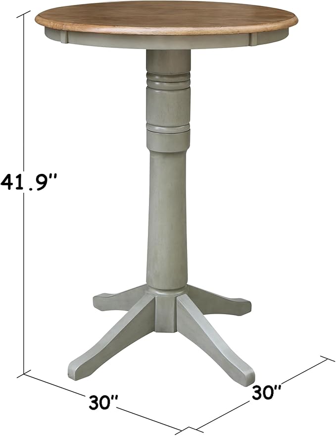 IC INTERNATIONAL CONCEPTS 30" Round Wood Distressed Hickory/Stone Table-Bar Height
