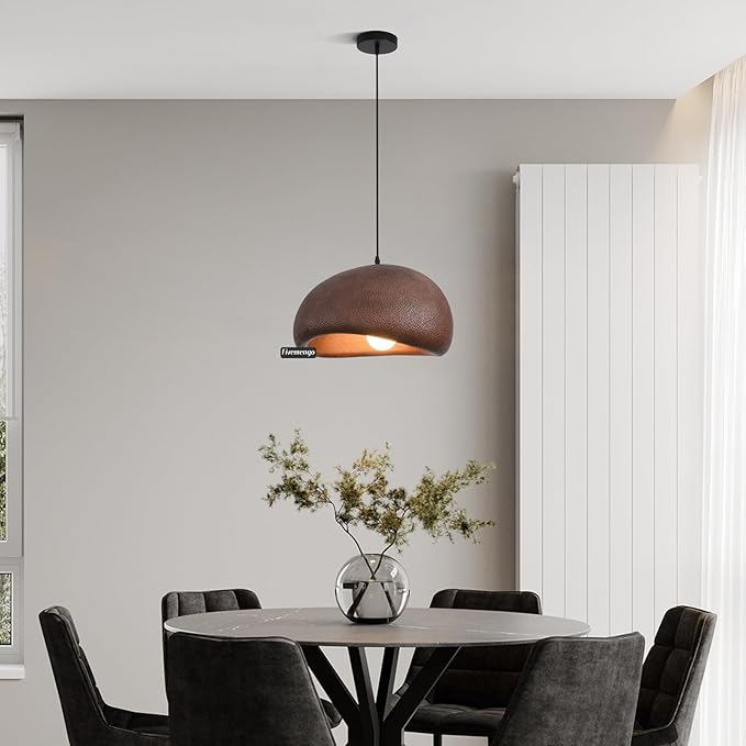 15.7in Wabi Sabi Pendant Lights Kitchen Island Lighting Fixture Ceiling Mount Brown Modern Japanese Lamp Japandi Chandelier for Dining Living Room Hallway Bedroom Restaurant Hanging Lamp