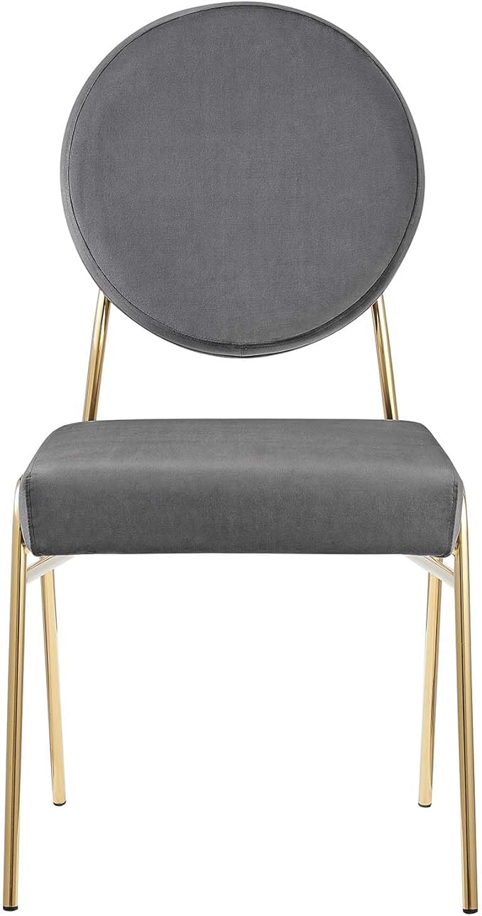 Modway Craft Performance Velvet Upholstered Side Dining Chair in Gold Gray