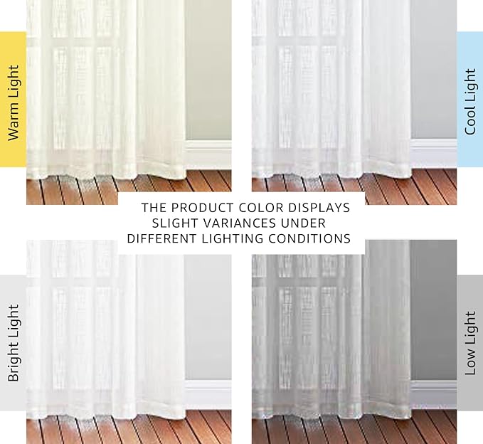NICETOWN White Sheer Linen Curtains for Windows 84 inch Length, Grommet Top Semi Sheer Vertical Drapes Privacy with Light Filter for Bedroom/Living Room/Sliding Door, 52 inch Wide, 2 PCs