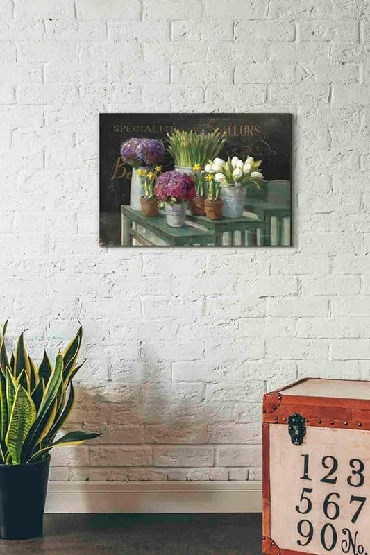 Epic Graffiti 'Les Fleurs Printemps on Black' by Danhui Nai, Canvas Wall Art, 26"x18"