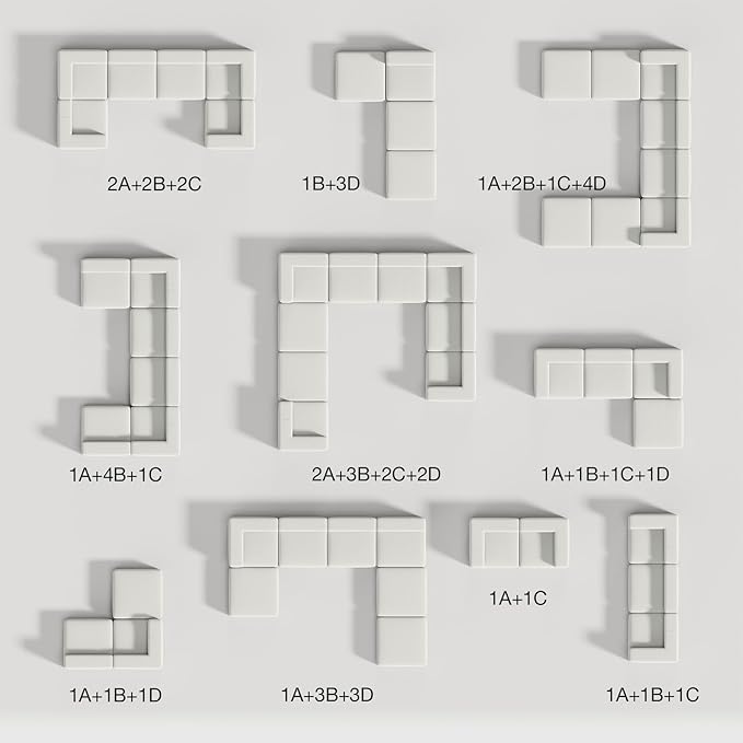 Novilla 141" Modular Sectional Sofa, Modern Cloud Sectional Couch with SmartS Coil® Support, U-Shape Upholstered Boneless Couch for Living Room Apartments Bedroom, No Assembly Required, Beige (6 Seat)
