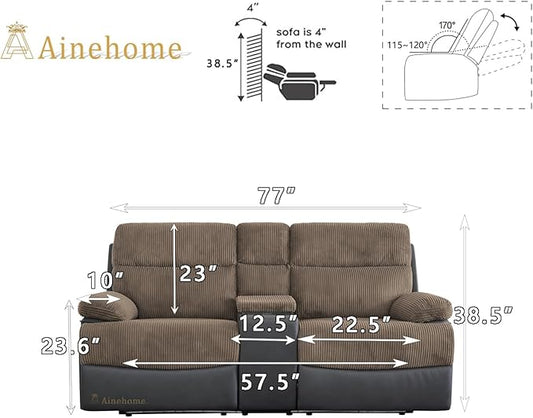 A Ainehome Power Recliner Loveseat with LED Light, Power Reclining Living Room Set, Reclining Sectional Sofa Couches with USB Port/Hidden Storage for Living Room/Office/RV