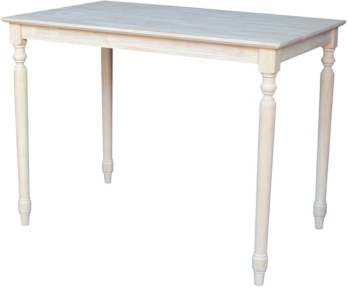 International Concepts Table Top Solid with Wood Counter Height Turned Legs, 30 by 48-Inch, Unfinished