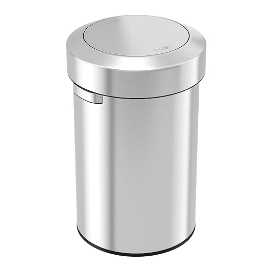 iTouchless, Restaurant, Office and Kitchen Titan 17 Gallon Swing Open Trash, Stainless Steel Self-Balance Flip Top Lid Commercial Grade 64 Liter Garbage Can is Perfect for Business, Softstep 17 Gal
