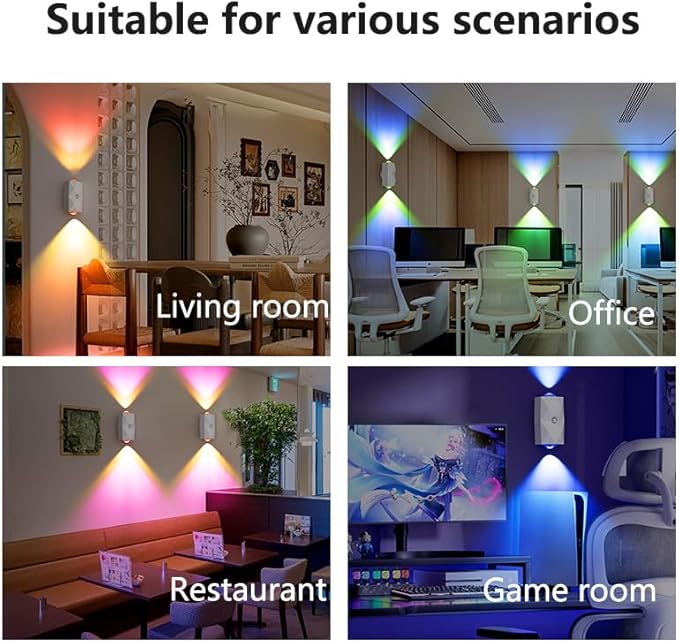 Rechargeable Motion Sensor Wall Sconce, Battery Operated Indoor Night Light with Magnetic Mount, RGB Colorful LED Ambient Lighting for Hallway, Stairs, Bathroom & Kids Room (USB-C)