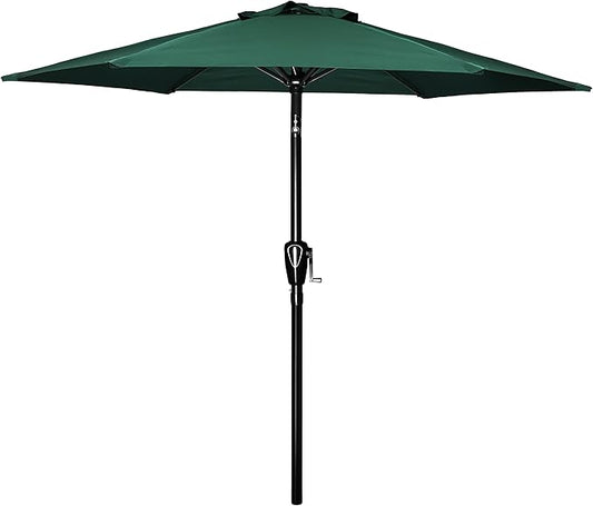 YSSOA 7.5' Patio Umbrella Outdoor Table Market Yard Umbrella with 6 Sturdy Ribs, Green