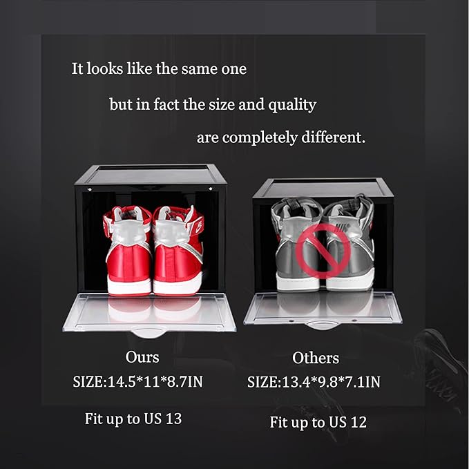 Storage Shoes Box Womens Mens Shoe Storage Display Box Plastic Foldable Stackable Shoe Container Clear Closet Shelf Shoe Organizer-3 PACK