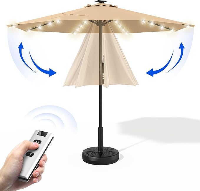 HOMSHADE Outdoor Patio Umbrella - Market Table Pool Deck Umbrella with Push Button Tilt, Crank, UPF50+ UV Protection and Sturdy Ribs, 3-Year Fade Resistance, 220GSM Solution-Dyed Fabric (No base)