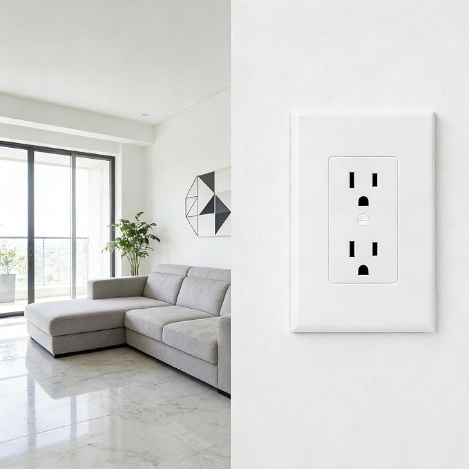 10 Pack Duplex Outlet Covers Wall Plates 1-Gang Switch Outlet Electrical Cover Plate Unbreakable Thermoplastic Faceplate for Light Receptacle Outlet Switch, White