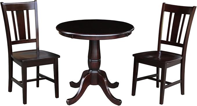 IC INTERNATIONAL CONCEPTS 30 in. Wood Dining Table with 2 Remo Splatback Chairs in Rich Mocha