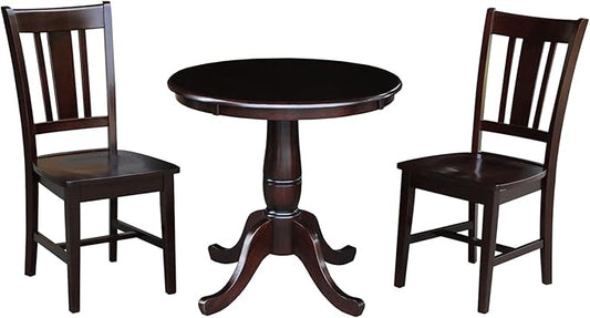 IC INTERNATIONAL CONCEPTS 30 in. Wood Dining Table with 2 Remo Splatback Chairs in Rich Mocha