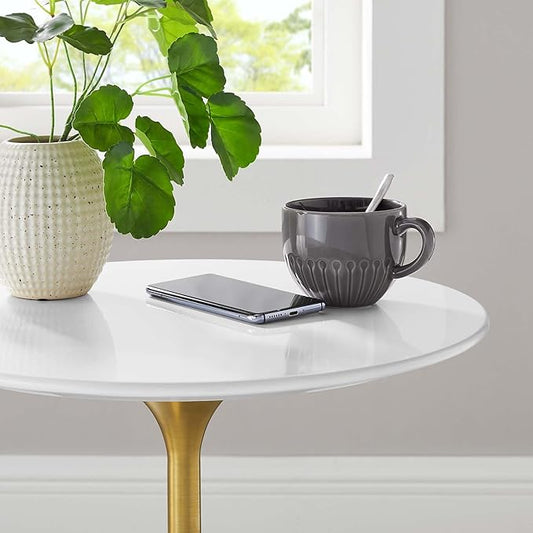 Modway Lippa Side Table, Gold White