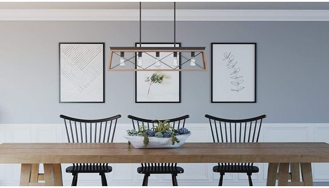 Progress Lighting Briarwood Collection 5-Light Dining Room Light Fixture, Farmhouse Style Modern Chandelier for Kitchen and Dining Room, 38" by 9", Antique Bronze