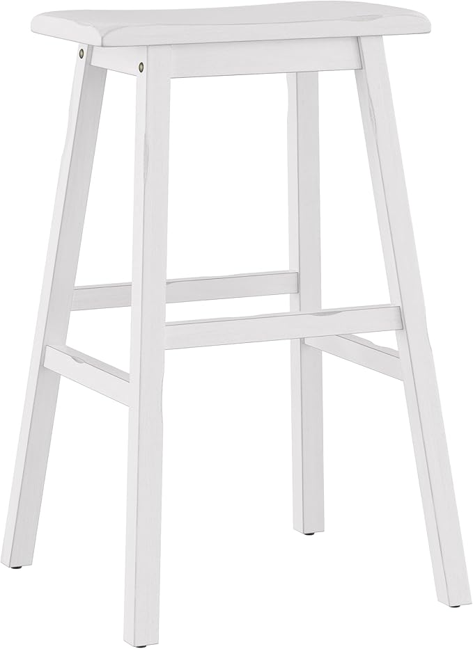 Hillsdale Moreno Wood Backless Bar Height Stool, 29" High, Sea White