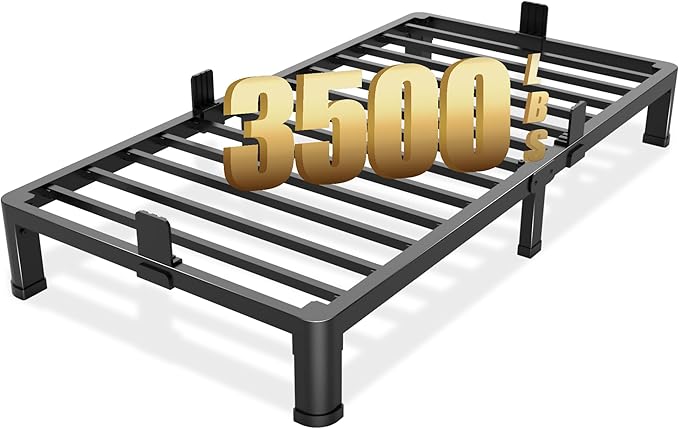 6 inch Twin Bed Frame with Round Corner Legs Mattress Slide Stopper,Low Profile Heavy Duty Metal Platform,No Box Spring Needed,Steel Slat Support,Easy Assembly,Noise Free