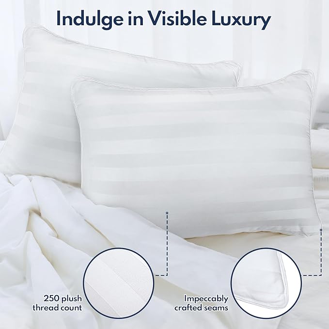 DIORIS Queen Pillows Set of 2 - Bed Pillows for Sleeping, Cooling Down Alternative Pillow, Medium Firm for Side Back Stomach Sleepers, Hotel Quality, Machine Washable