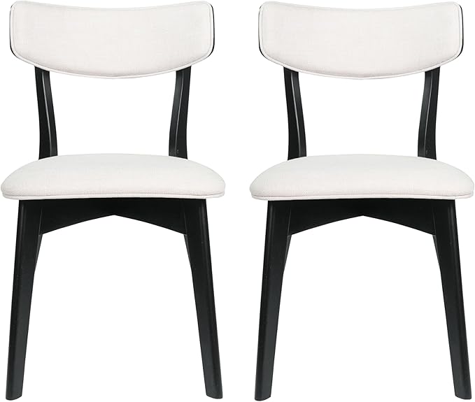 Chazz Upholstered Dining Chairs- Light Beige/Matte Black (Set of 2)