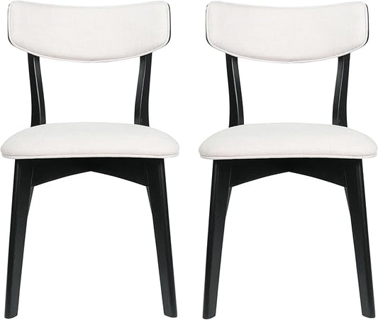 Chazz Upholstered Dining Chairs- Light Beige/Matte Black (Set of 2)