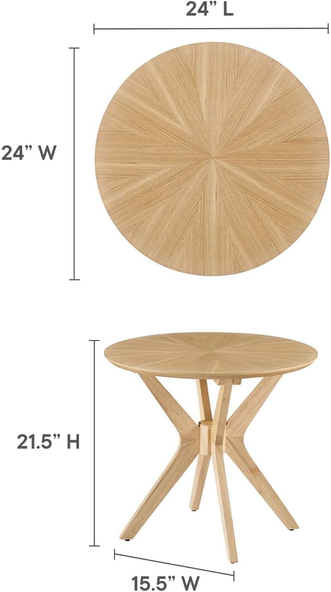 Modway EEI-6558-OAK Crossroads 24” Round Wood Side Table, Oak