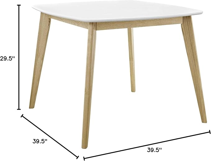 Modway Stratum 40" Mid-Century Modern Kitchen and Dining Room Table in White