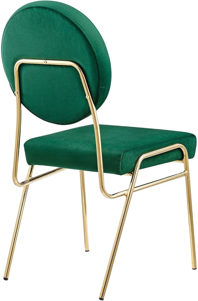 Modway Craft Performance Velvet Upholstered Side Dining Chair in Gold Green