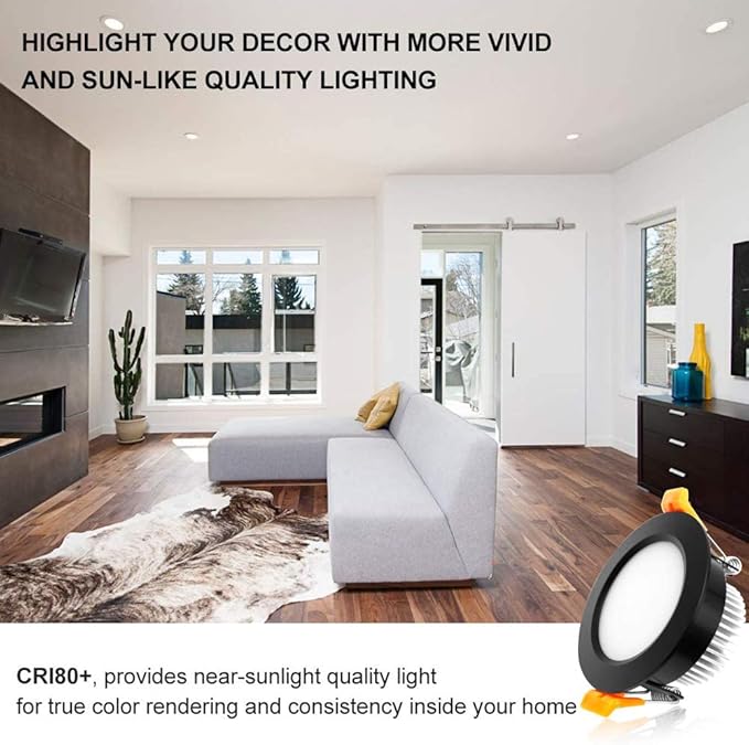 YGS-Tech 3 Inch LED Recessed Lighting, Dimmable Downlight 5W(40W Halogen Equivalent), CRI80, 5000K Daylight White, Ceiling Light with LED Driver(1 Pack)