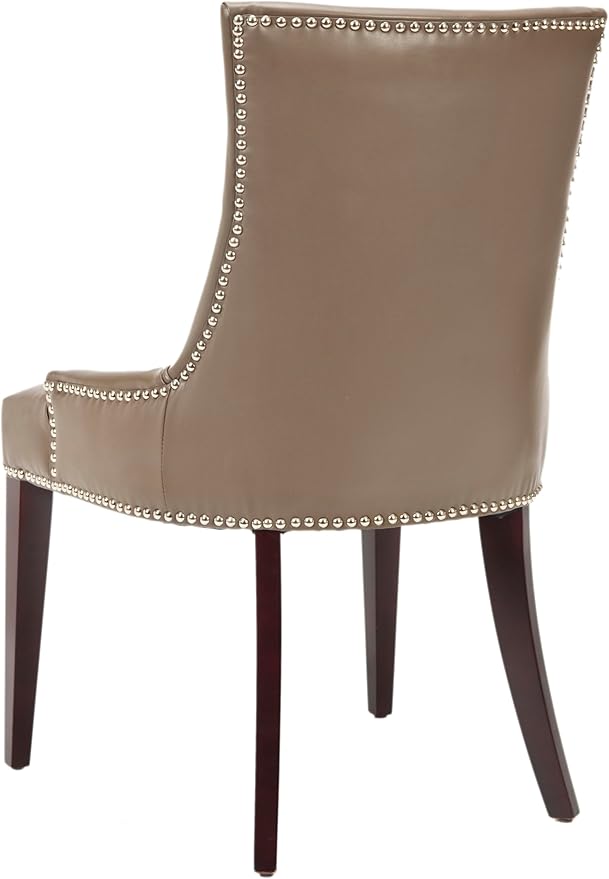 Safavieh Mercer Collection Eva Leather Dining Chair with Trim Nail Head, Grey