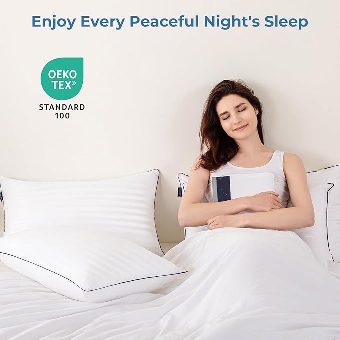 GOHOME King Size Pillows Set of 4 - Bed Pillows for Sleeping 4 Pack, Cooling Supportive Hotel Pillows with Premium Soft Down Alternative Fill for Side Stomach and Back Sleepers