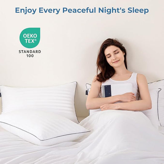 GOHOME King Size Pillows Set of 4 - Bed Pillows for Sleeping 4 Pack, Cooling Supportive Hotel Pillows with Premium Soft Down Alternative Fill for Side Stomach and Back Sleepers