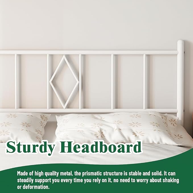 14 Inch Full Size Bed Frames with Headboard/Footboard, Under Bed Storage, Strong Metal Slats Support, No Box Spring Needed, Noise Free, Easy Assembly, White