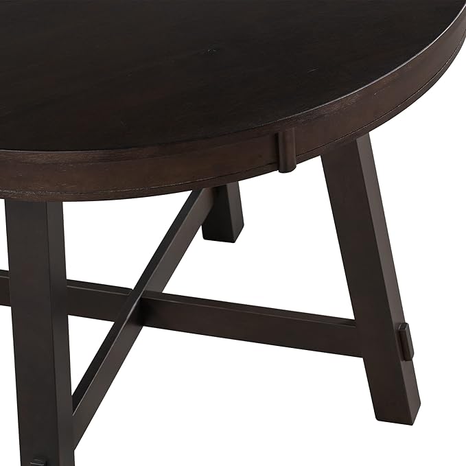 ERYE Farmhouse Style Extendable Wooden Round Dining Table, Functional Extendable Oval Dining Table with 16" Leaf