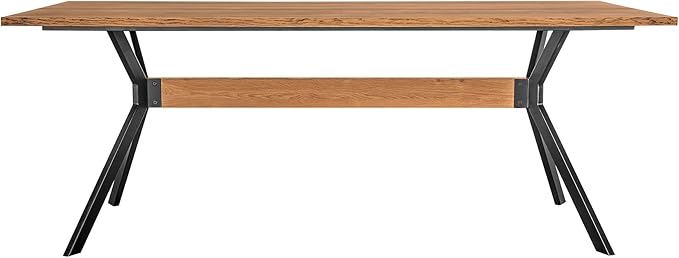 Armen Living Nevada Rustic Oak Wood Trestle Base Dining Table in Balsamico