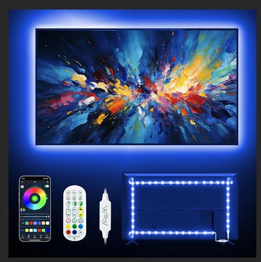 Daymeet LED TV Backlights, 9.8 ft USB Powered RGB Color Changing LED Strip Lights for 32-60 inch TVs with Remote Music Sync Bluetooth APP Control