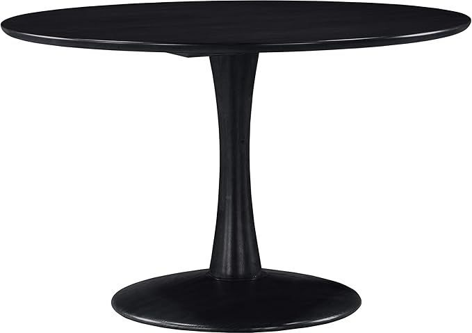 Meridian Furniture 915Black-T Holly Collection Mid-Century Modern Dining Table with Rich Black Finish, Solid Wood, Oak Veneer, 48" W x 48" D x 30" H, Black