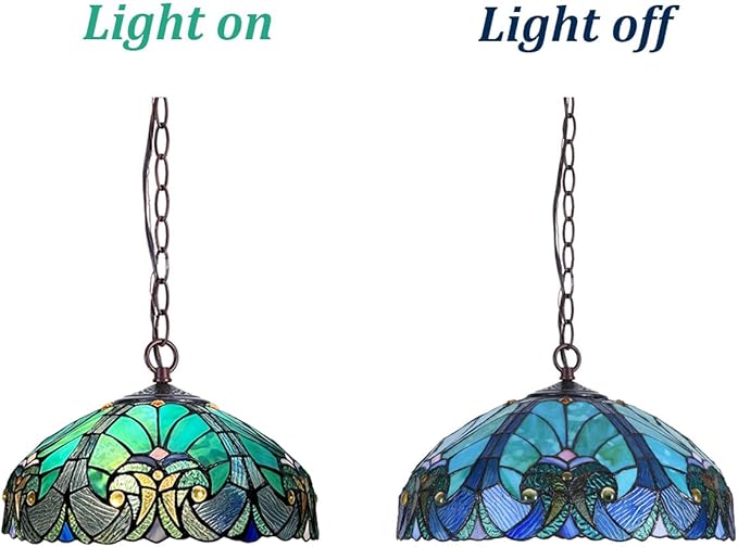 Tiffany Pendant Light fixtures Hanging Lamp Stained Glass Light Decor for Dining Living Room Kitchen Island Study Hallway